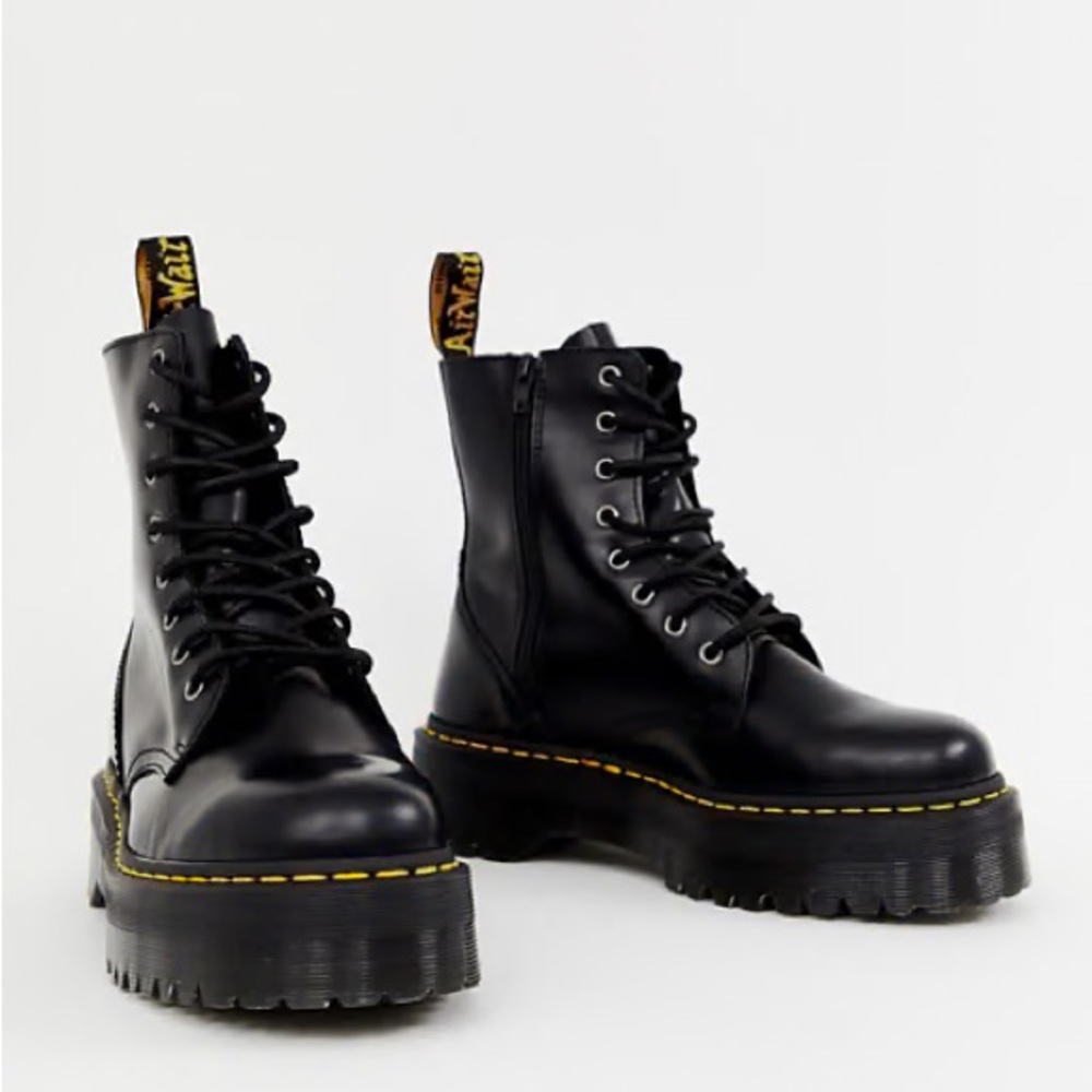 Dr. Martens Shiny Black Platform Combat Boots